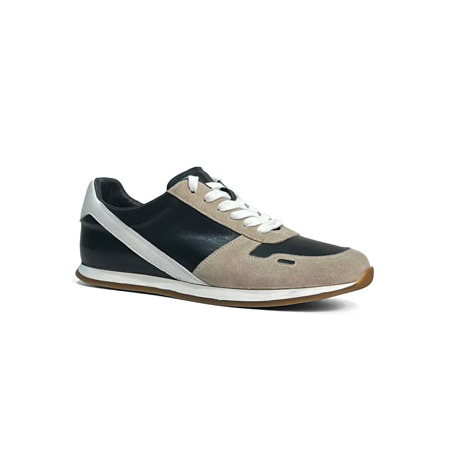 LAILE Tri-Tone Contrast Split Gum Sole Flat Retro Trainers