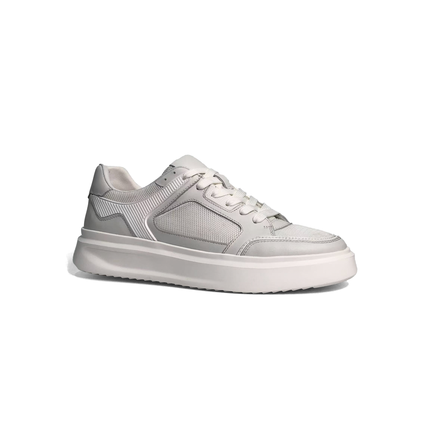 LAILE Mixed Mesh & Smooth Leather Platform Skate Sneakers