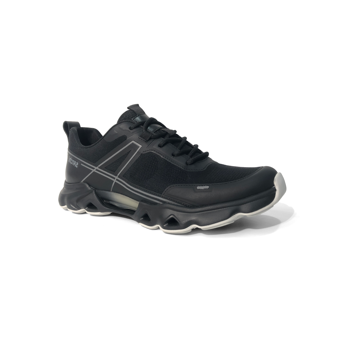 LAILE Breathable Woven Mesh Geometric Reflective Line Platform Trainers