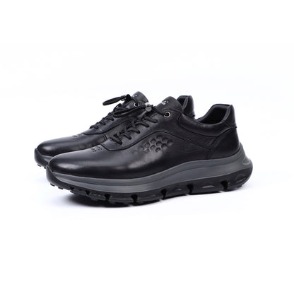 LAILE UrbanEase Men’s Leather Mesh Sneakers – Lightweight, Breathable, Shock-Absorbing Comfort for Everyday City Living