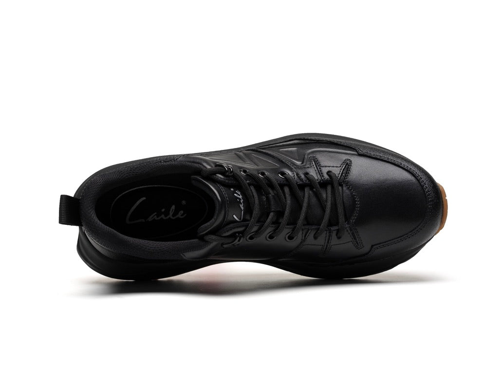 LAILE first layer cowhide thick sole height increase casual shoes men's