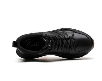 LAILE first layer cowhide thick sole height increase casual shoes men's