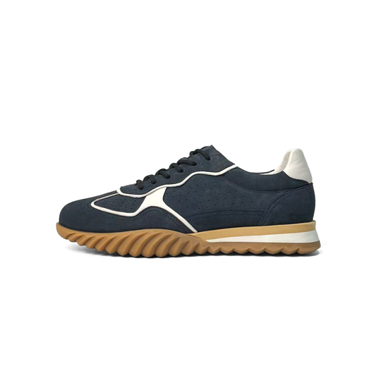LAILE Contrast White Trim Perforated Suede Wave Gum Sole Retro Trainers