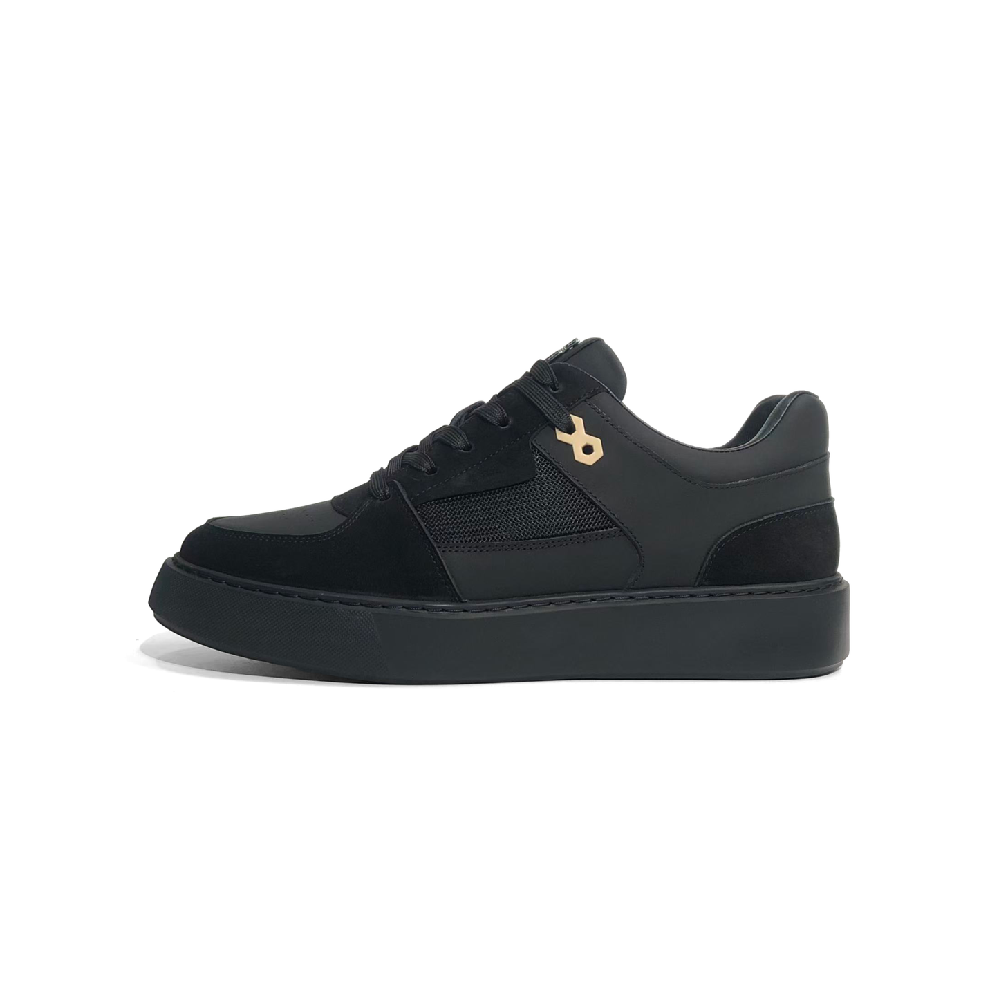 LAILE Multi-Panel Leather Mesh Platform Court Sneakers