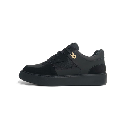 LAILE Multi-Panel Leather Mesh Platform Court Sneakers