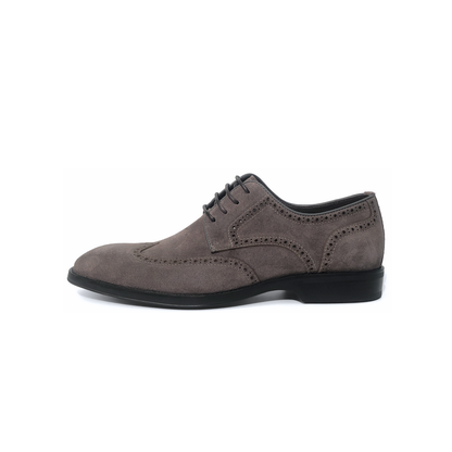 LAILE Matte Nubuck Suede Full Brogue Wingtip Oxford Dress Shoes