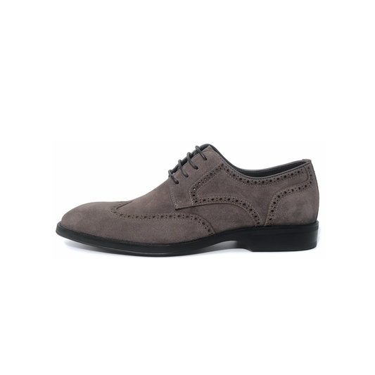 LAILE Matte Nubuck Suede Full Brogue Wingtip Oxford Dress Shoes