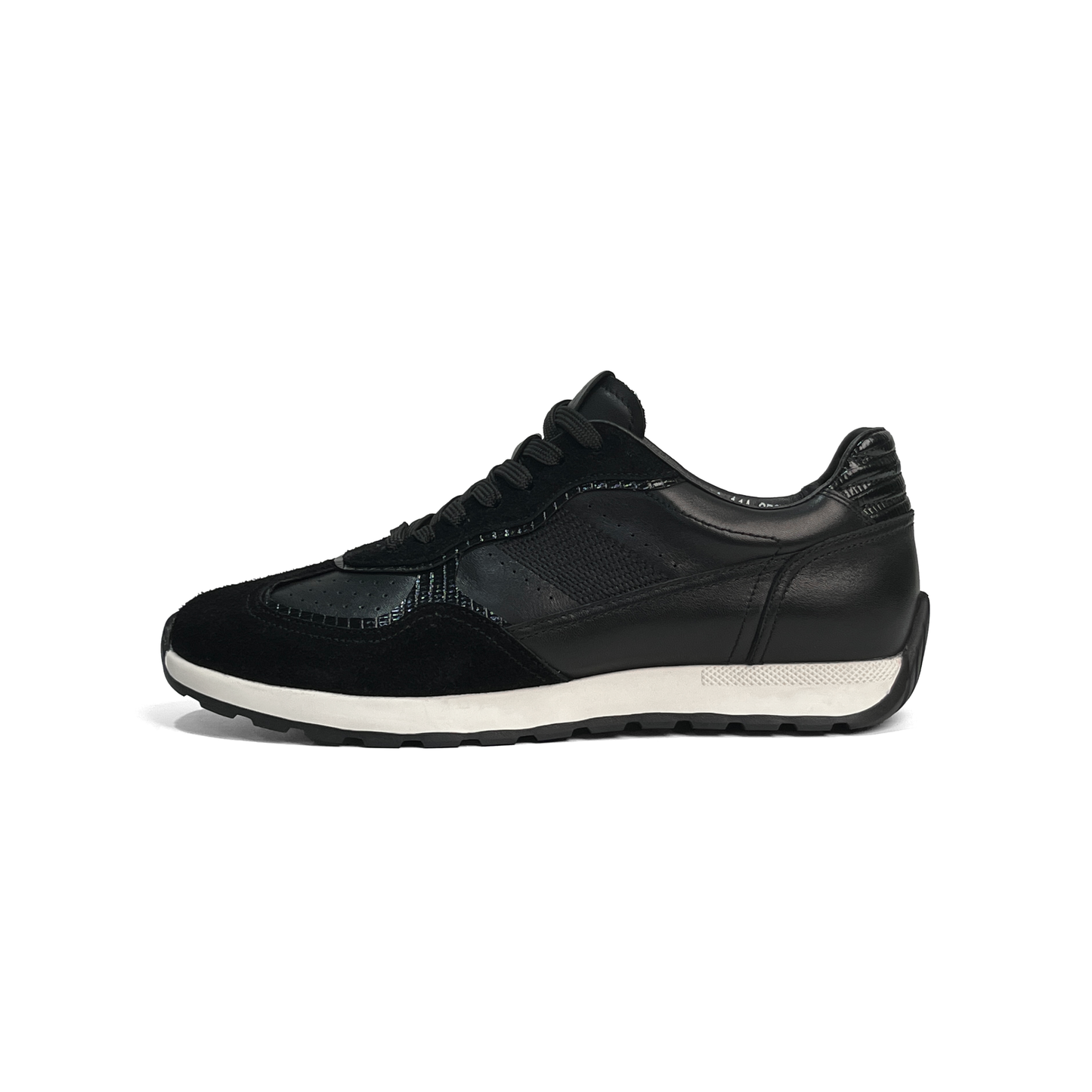 LAILE Multi-Material Perforated Retro Flat Platform Trainers