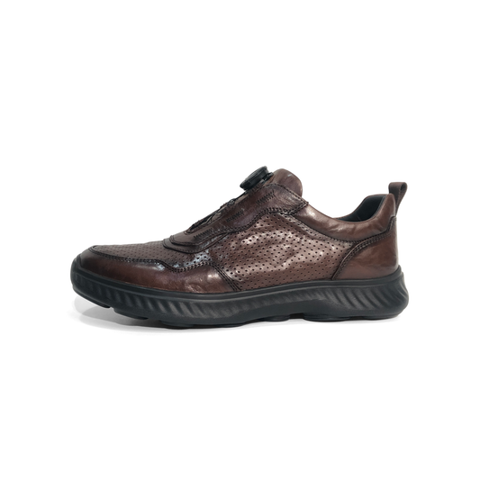 LAILE Hand Antiqued Burnished Perforated Leather Performance Walk Sneakers