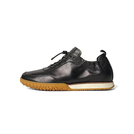 LAILE Full Micro Perforated Leather Toggle Quick Lace Retro Gum Sole Trainers