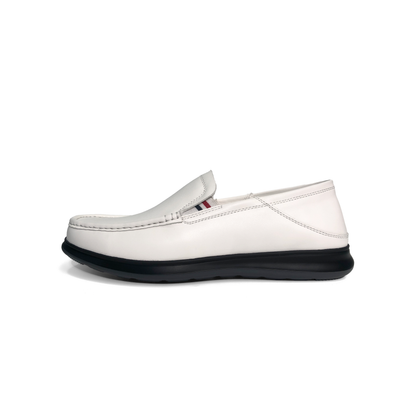 LAILE High Gloss Smooth Leather Slip-On Moc Toe Loafers