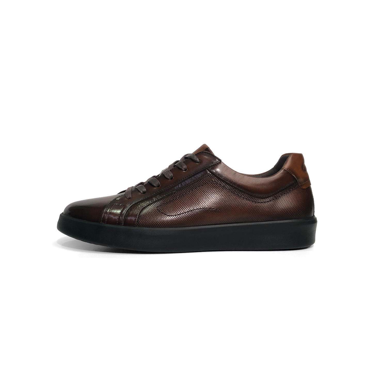 LAILE Mirror Polished Perforated Side Panel Platform Business Sneakers