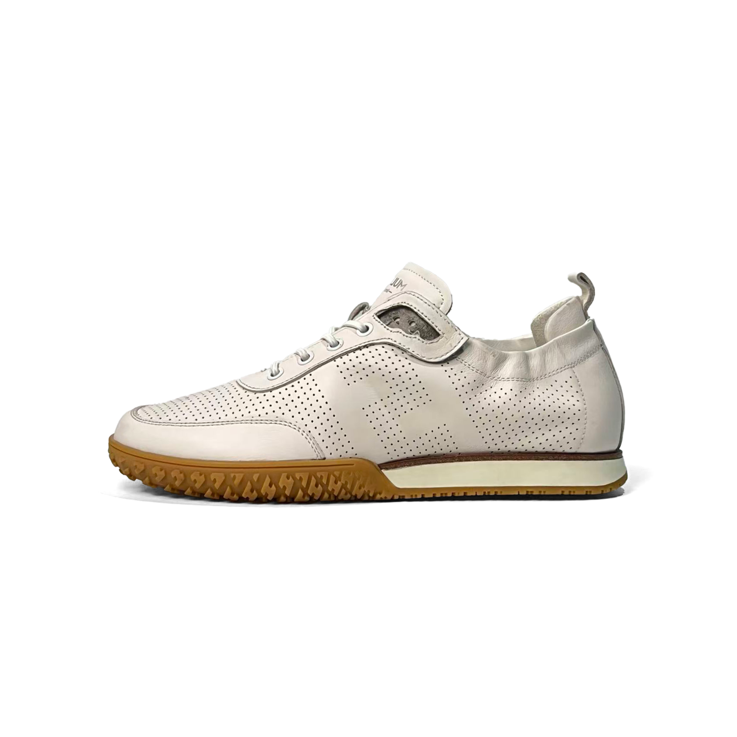 LAILE Full Micro Perforated Leather Toggle Quick Lace Retro Gum Sole Trainers
