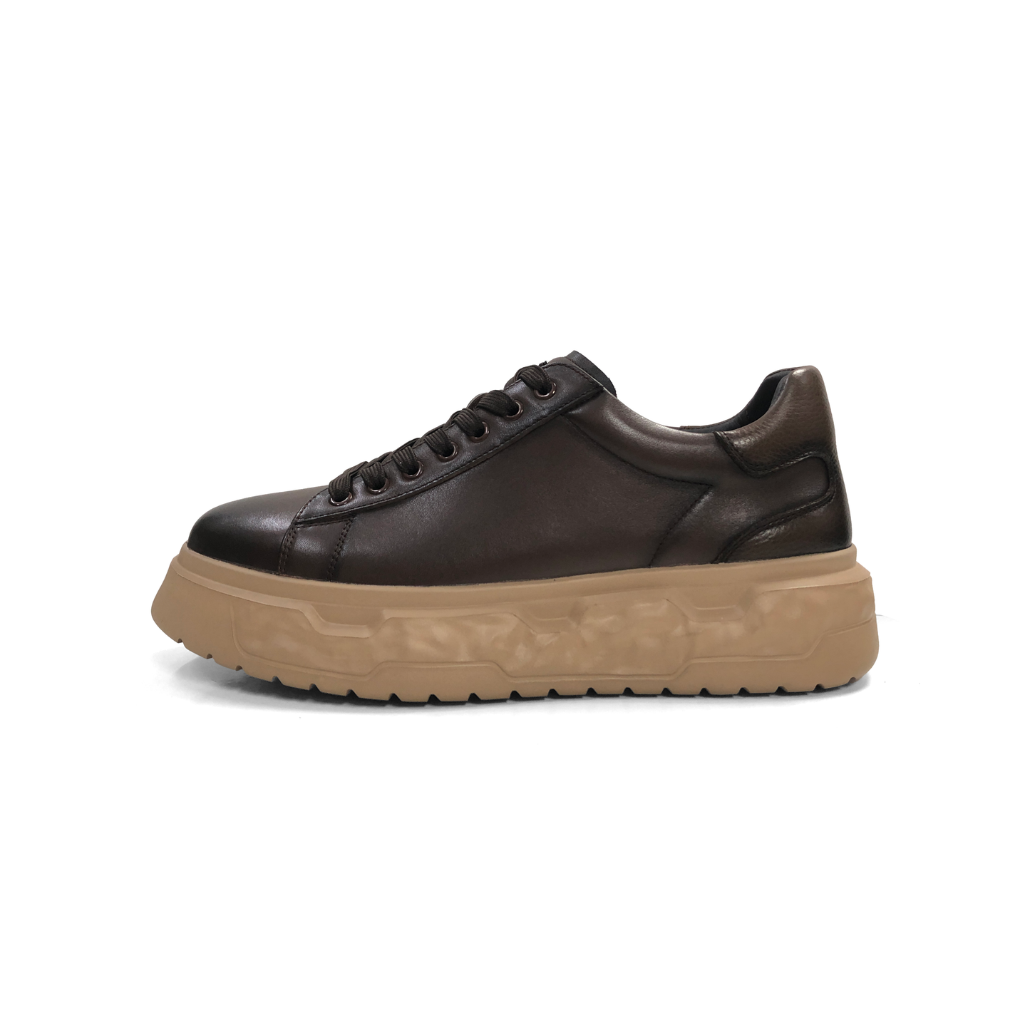 LAILE Full Grain Polished Leather Wavy Sculpted Platform Skate Sneakers