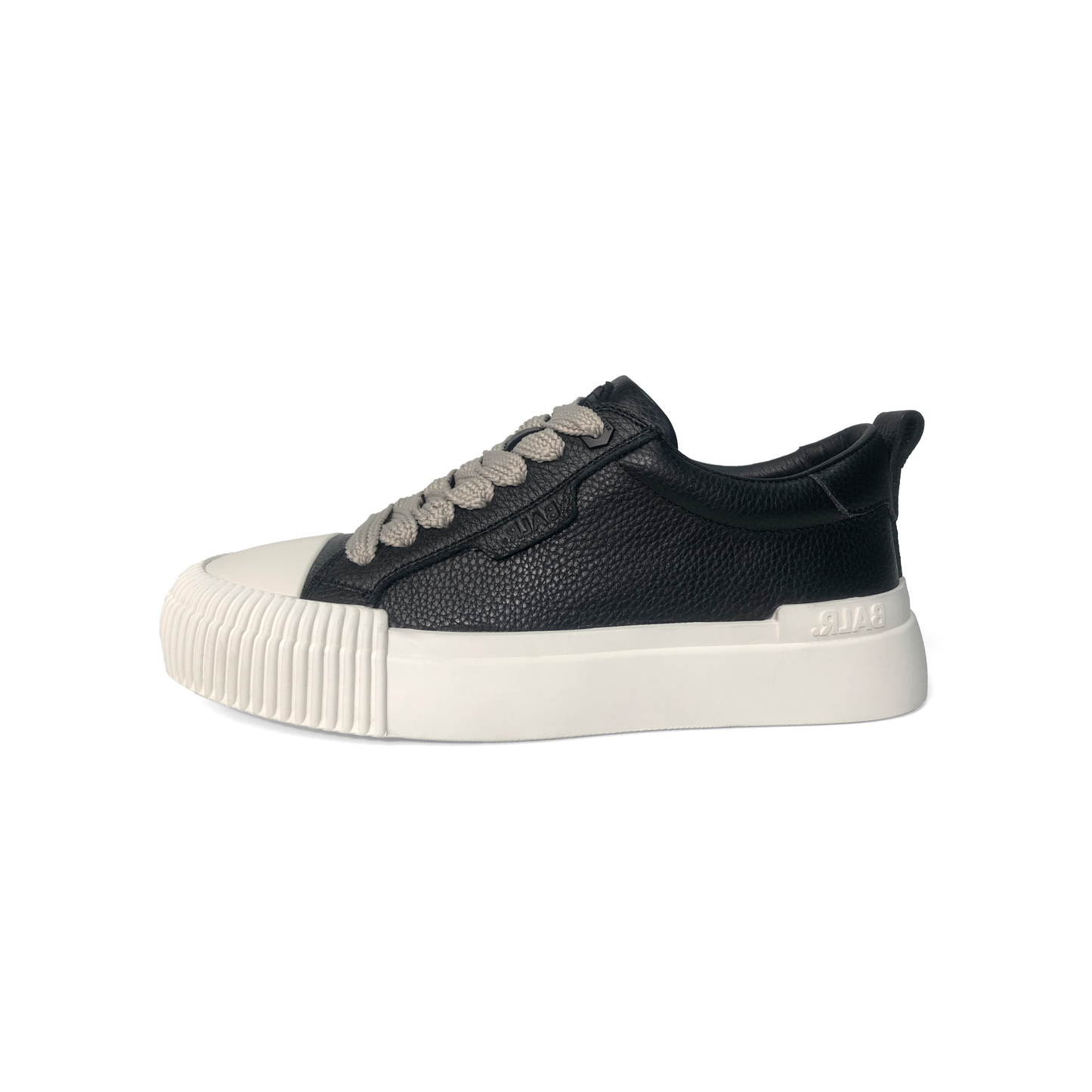 LAILE Pebble Grain Leather Ribbed Shell Toe Platform Skate Sneakers