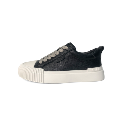 LAILE Pebble Grain Leather Ribbed Shell Toe Platform Skate Sneakers