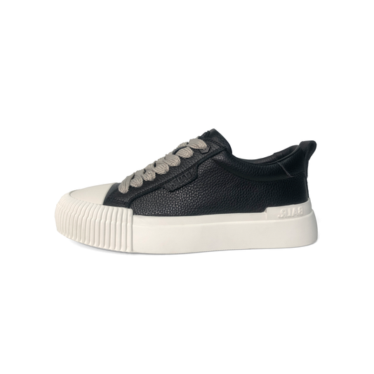 LAILE Pebble Grain Leather Ribbed Shell Toe Platform Skate Sneakers