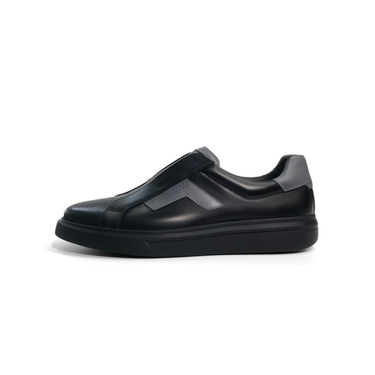 LAILE Polished Full Grain Leather Slip-On Platform Sneakers