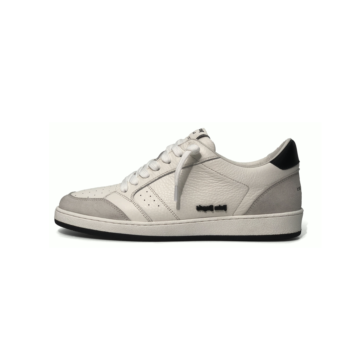 LAILE Pebble Grain Leather & Matte Nubuck Hybrid Low-Top Court Sneakers