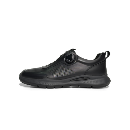 LAILE 2025 New Model Rotating Buckle Men’s Shoes, Soft Genuine Leather Upper, Business-Style Sneakers.