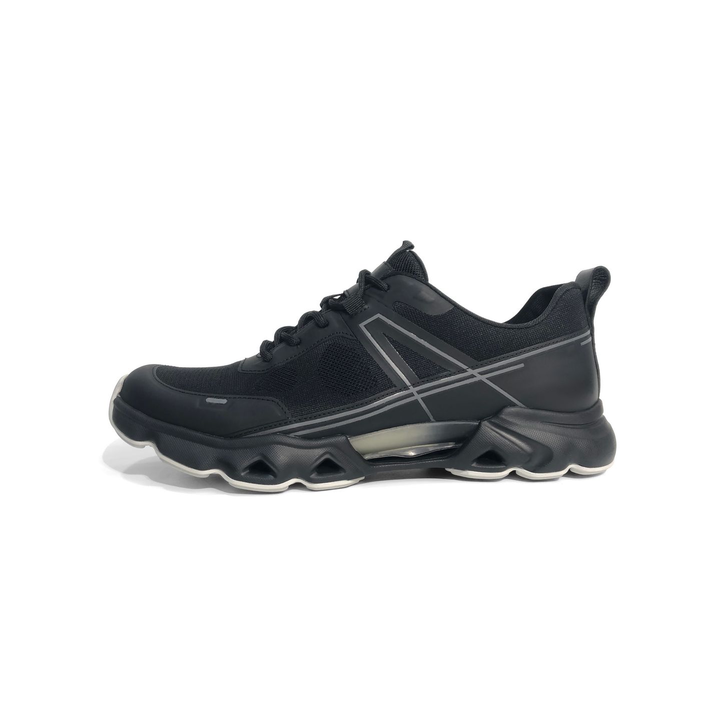 LAILE Breathable Woven Mesh Geometric Reflective Line Platform Trainers
