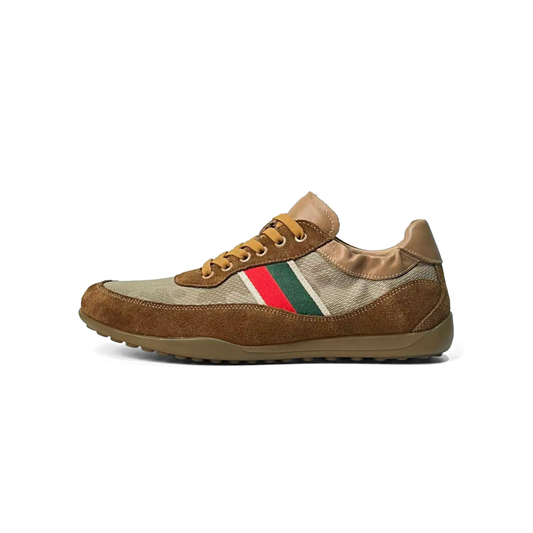 LAILE Mixed Canvas & Nubuck Vintage Gum Sole Trainers