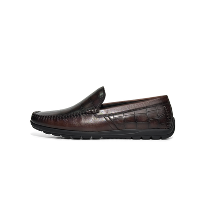 LAILE Full Grain Croc Print Leather Loafers