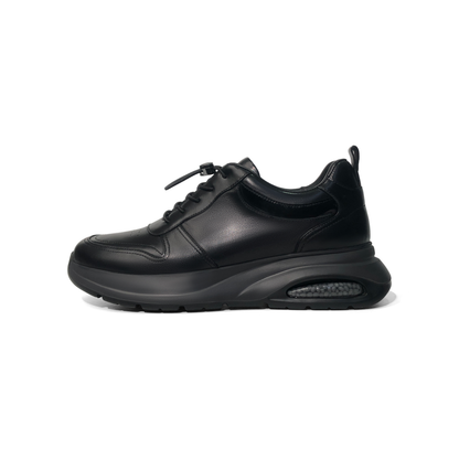 LAILE Black Full Grain Leather Air Cushion Platform Sneakers