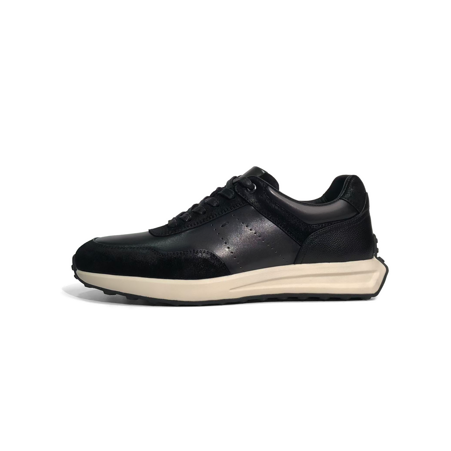 LAILE Hybrid Gloss Leather & Matte Nubuck Retro Runner Trainers