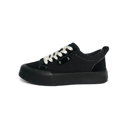 LAILE Hybrid Fabric Suede Toe Cap Platform Skate Sneakers