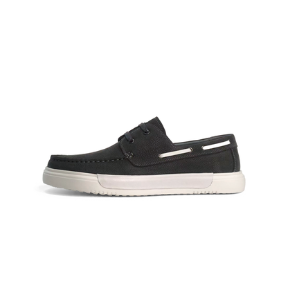 LAILE Twolace Lite Dark Grey Pebble Leather Boat Shoes