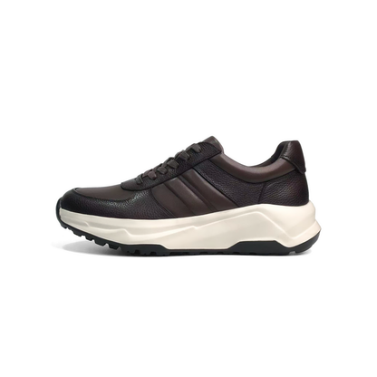 LAILE Dual Texture Pebble & Smooth Leather Wedge Platform Business Trainers