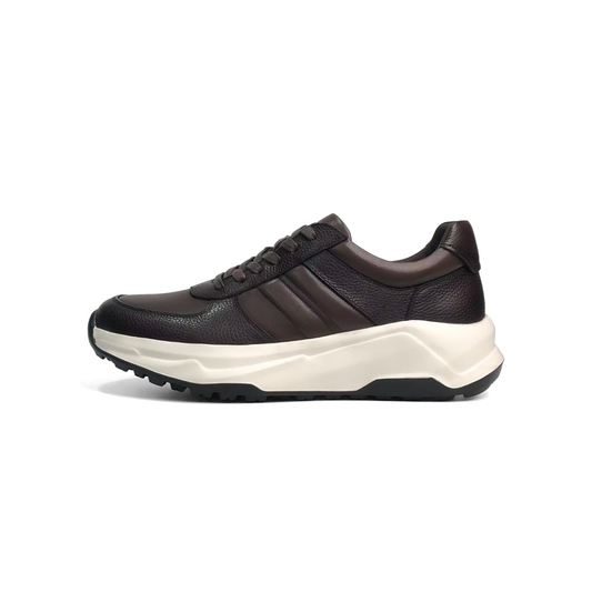 LAILE Dual Texture Pebble & Smooth Leather Wedge Platform Business Trainers