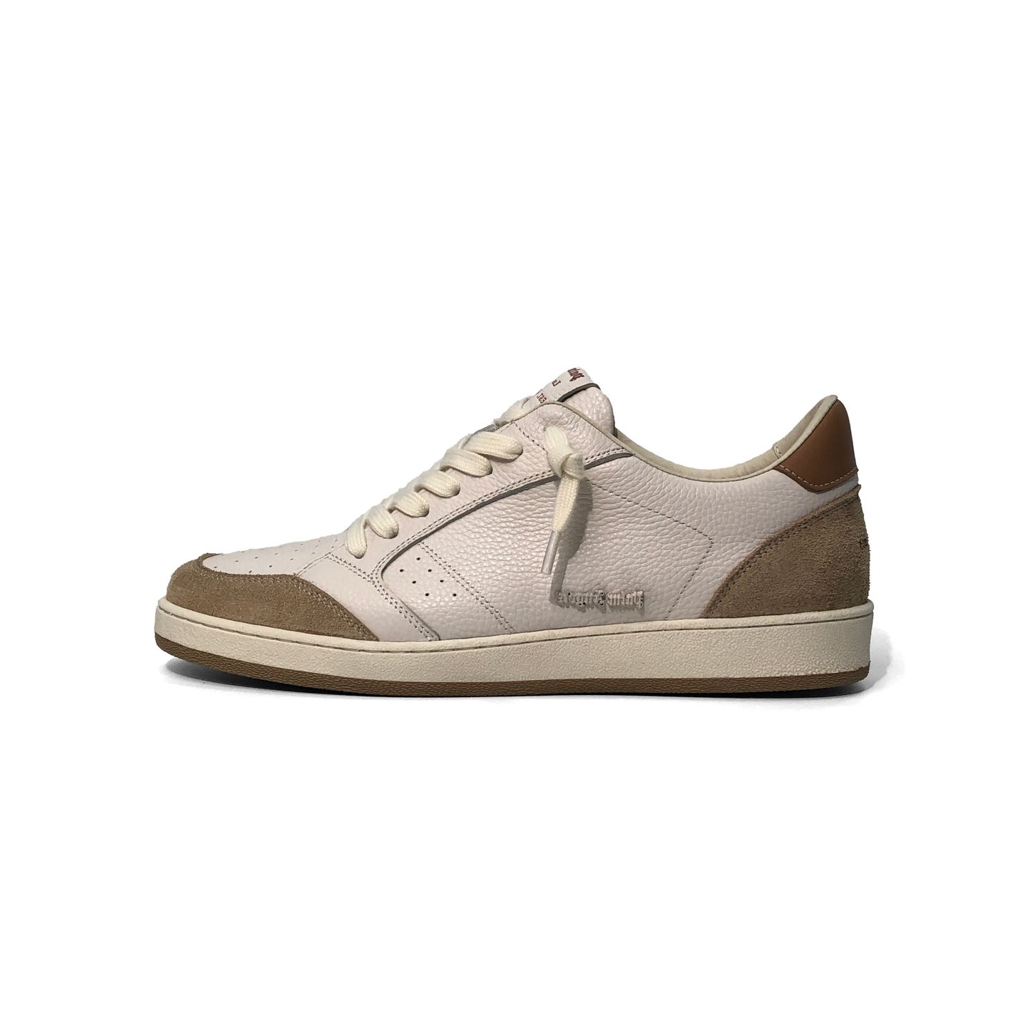 LAILE Pebble Grain Leather & Matte Nubuck Hybrid Low-Top Court Sneakers