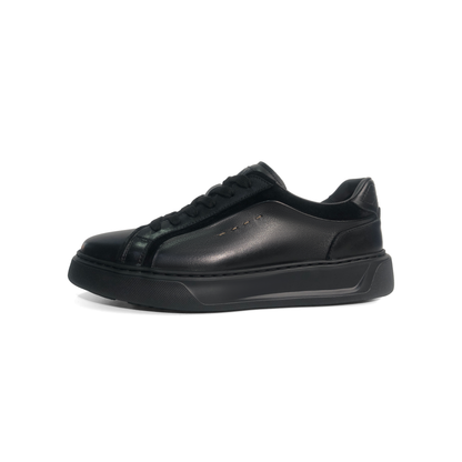 LAILE Polished Full Grain & Matte Nubuck Hybrid Platform Skate Sneakers
