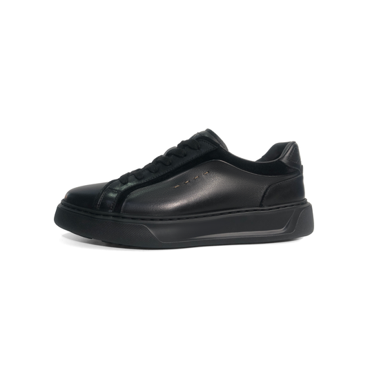 LAILE Polished Full Grain & Matte Nubuck Hybrid Platform Skate Sneakers