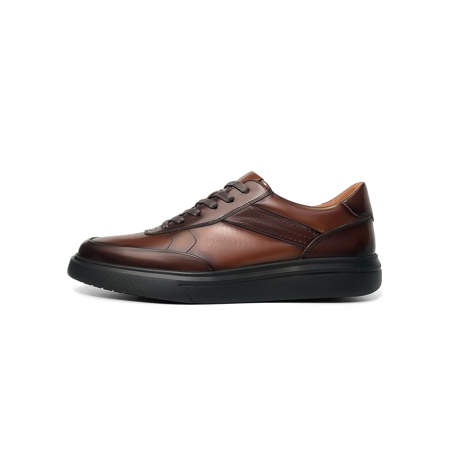 LAILE Hand Gradient Burnished Multi-Split Panel Platform Business Sneakers