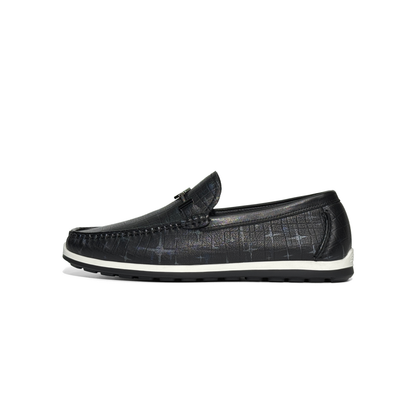 LAILE Iridescent Croc Embossed Leather Slip-On Loafers