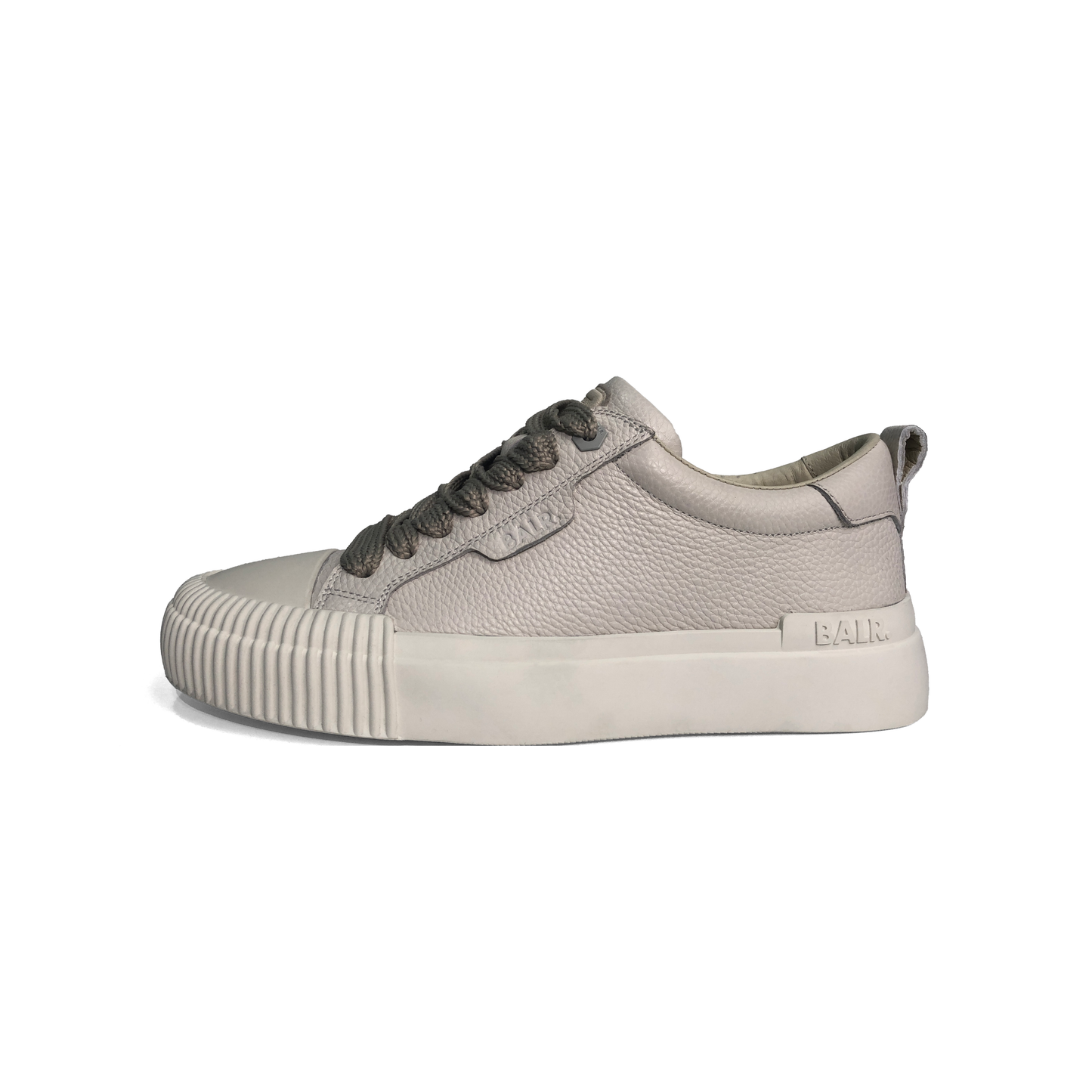 LAILE Pebble Grain Leather Ribbed Shell Toe Platform Skate Sneakers