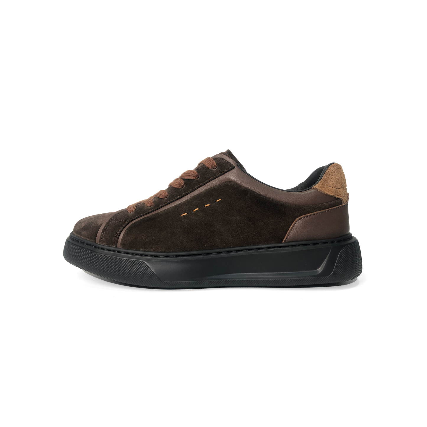 LAILE Polished Full Grain & Matte Nubuck Hybrid Platform Skate Sneakers