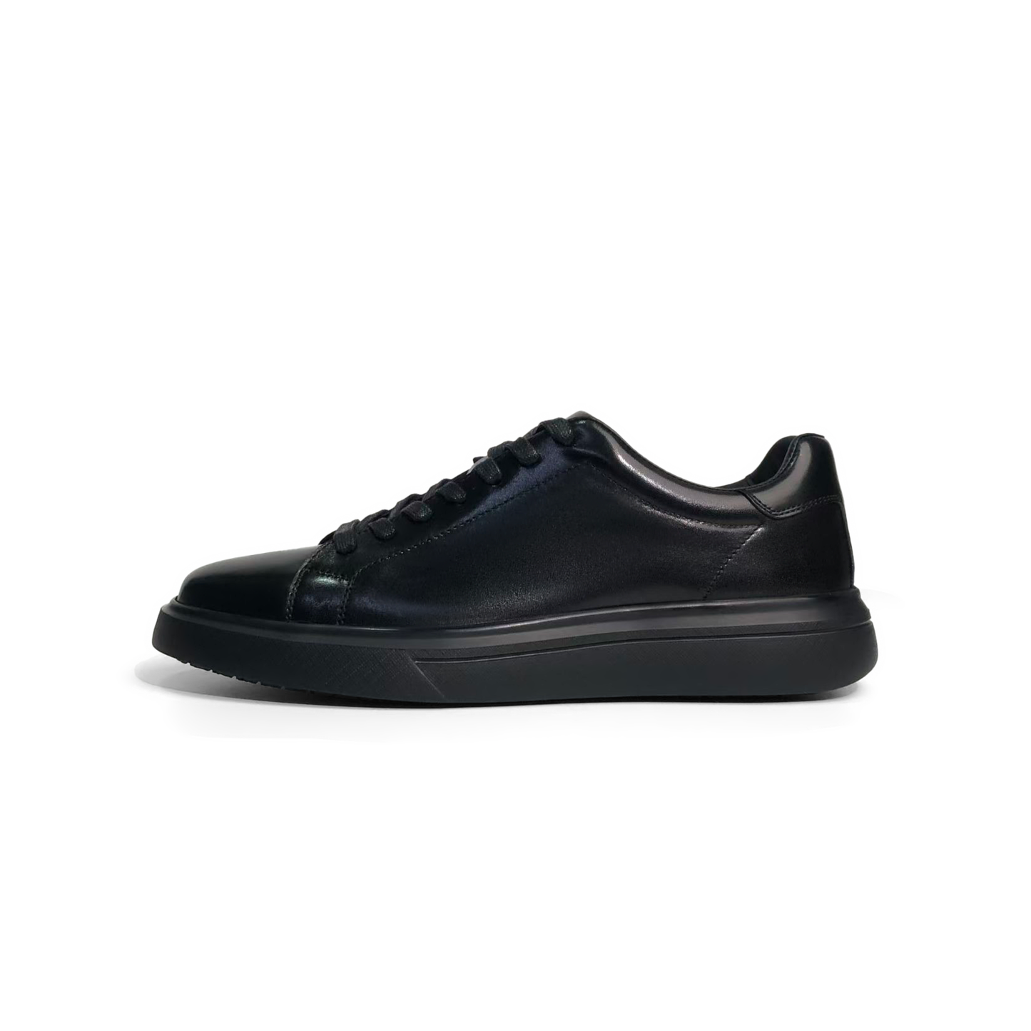 LAILE Plain Full-Grain Gloss Cowhide Low Top Lifestyle Board Shoe