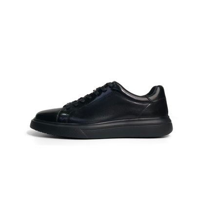 LAILE Plain Full-Grain Gloss Cowhide Low Top Lifestyle Board Shoe