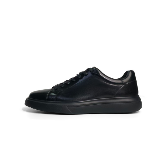 LAILE Plain Full-Grain Gloss Cowhide Low Top Lifestyle Board Shoe