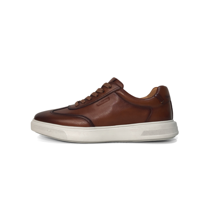 LAILE Burnished Full Grain Leather Low Platform Business Sneakers