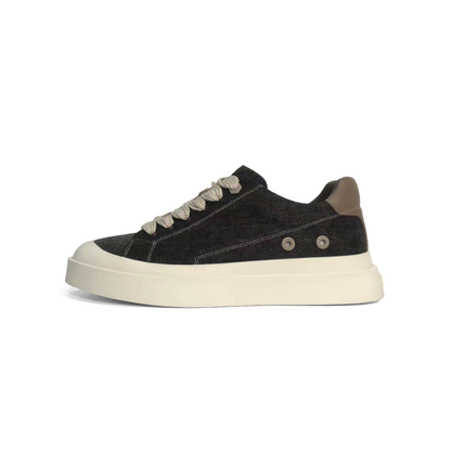LAILE Heavy Raw Denim Canvas Platform Skate Sneakers