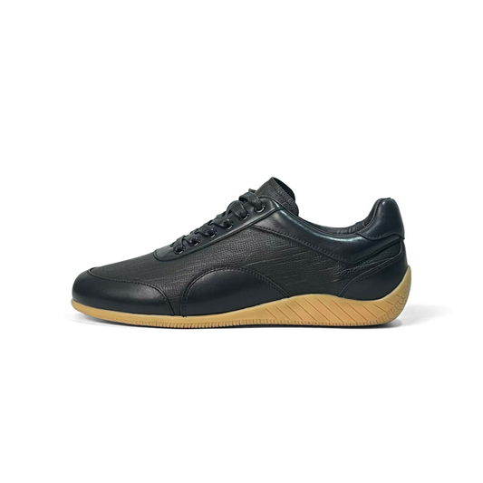 LAILE Dual Grain Full Leather Flat Gum Sole Retro Trainers