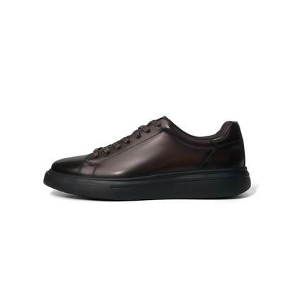 LAILE Plain Full-Grain Gloss Cowhide Low Top Lifestyle Board Shoe