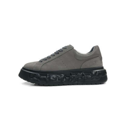 LAILE Full Grain Polished Leather Wavy Sculpted Platform Skate Sneakers