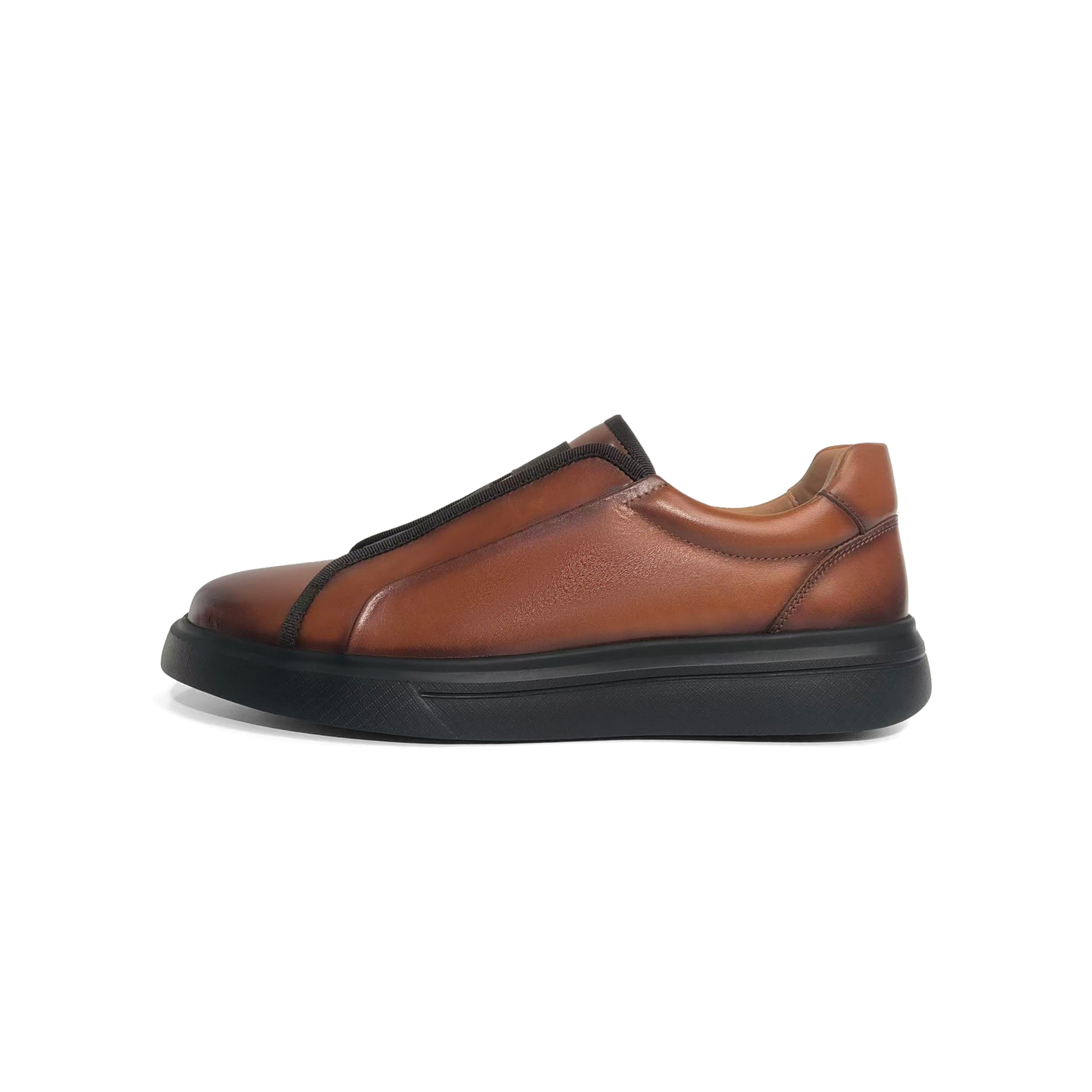 LAILE Polished Calfskin No-Lace Low Top Board Shoes