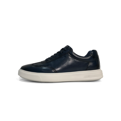 LAILE Burnished Full Grain Leather Low Platform Business Sneakers